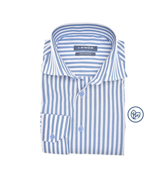 Ledûb modern fit overhemd blauw gestreept
