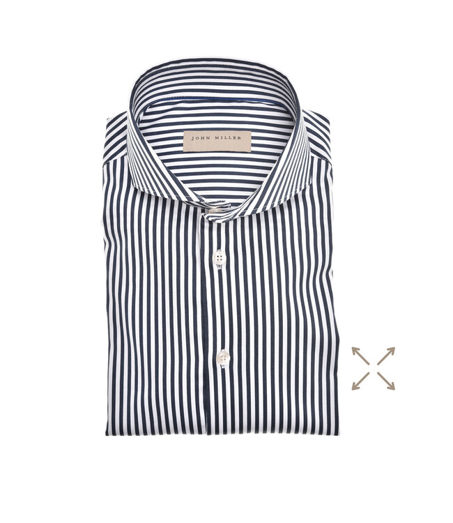 slim fit stretch overhemd marine streep
