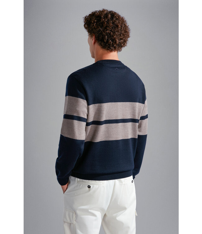 wollen ronde hals trui beige balk