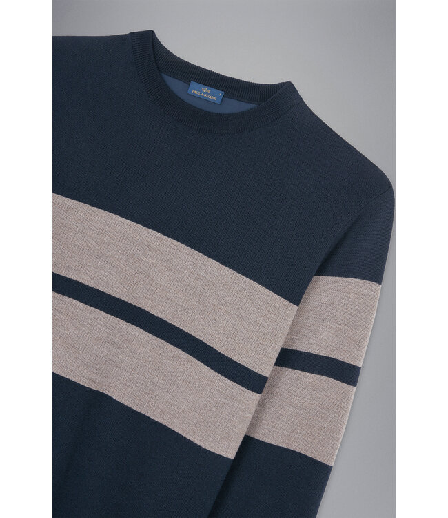 wollen ronde hals trui beige balk