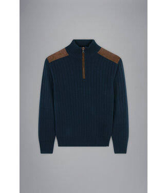 Paul & Shark wollen trui met korte rits marine