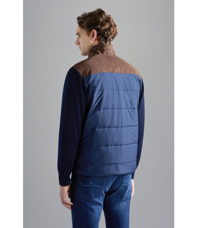 hybride wollen vest marine