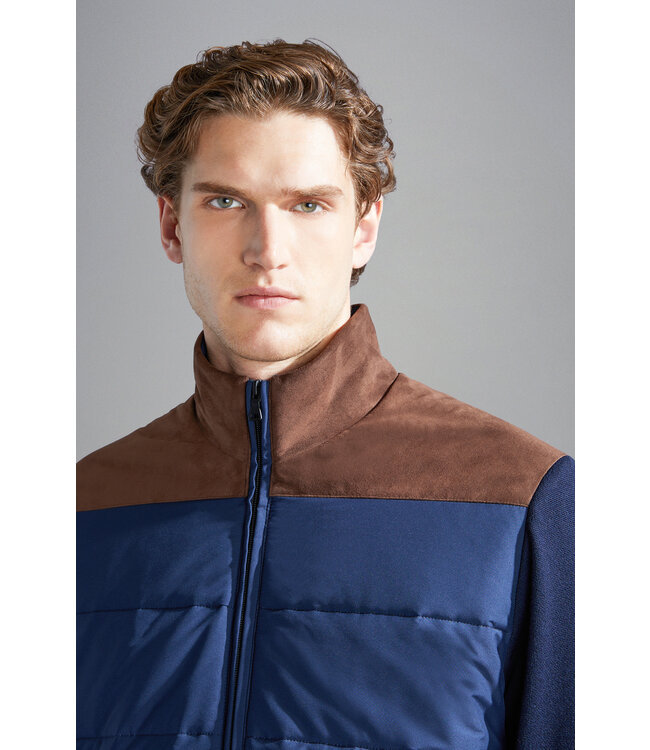 hybride wollen vest marine