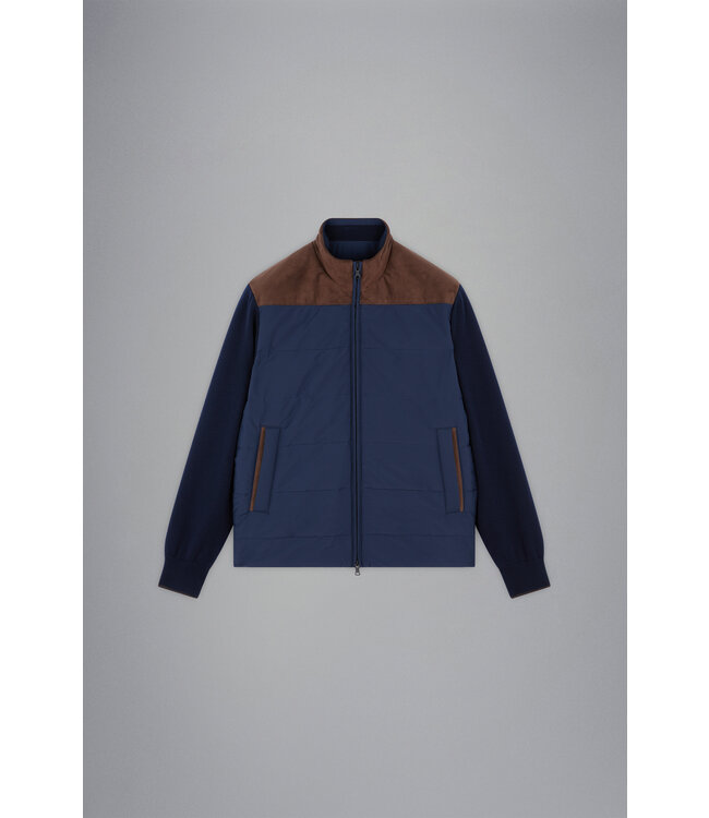 hybride wollen vest marine