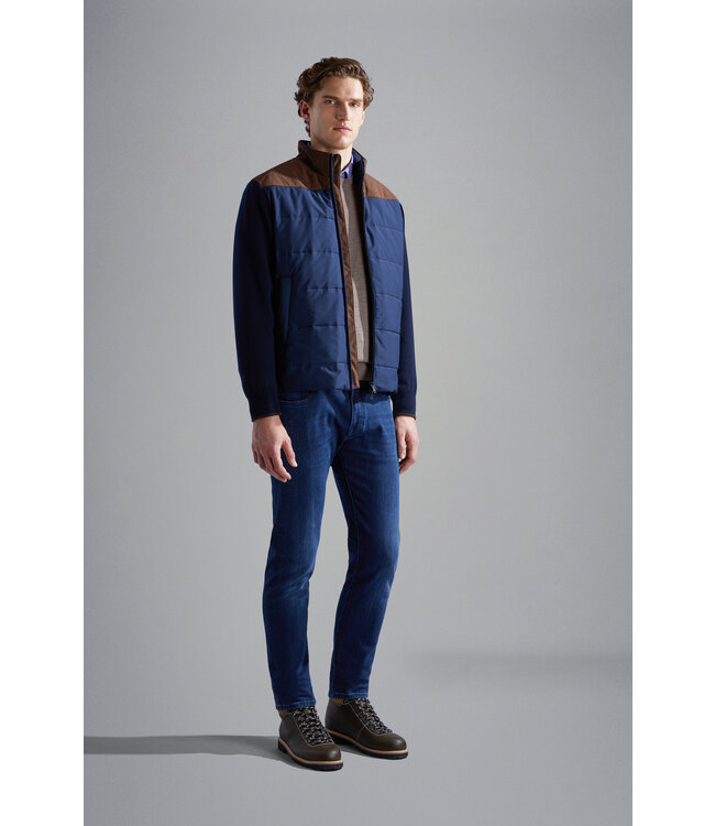 hybride wollen vest marine