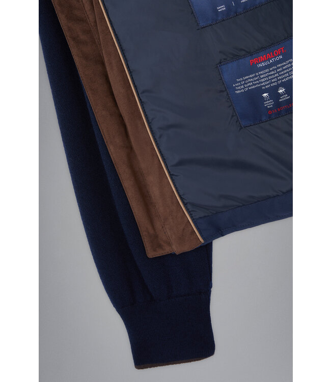 hybride wollen vest marine