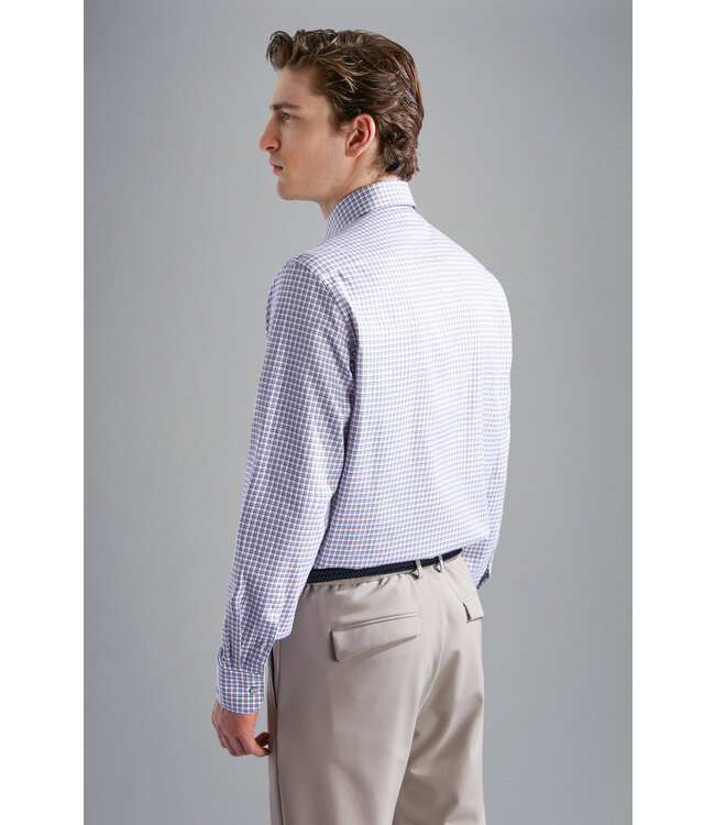 regular fit overhemd blauw bruin ruit