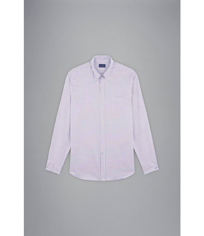 regular fit overhemd blauw bruin ruit
