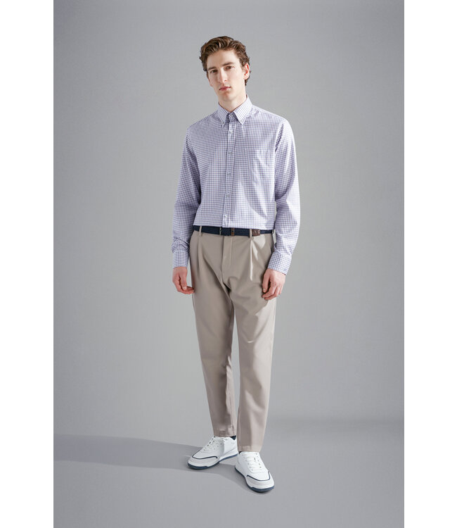 regular fit overhemd blauw bruin ruit