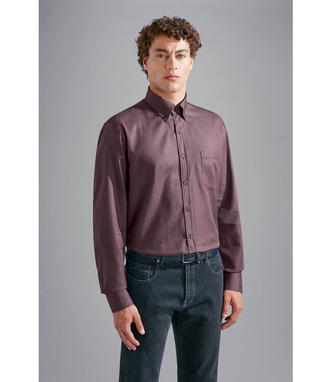 regular fit overhemd bruin print