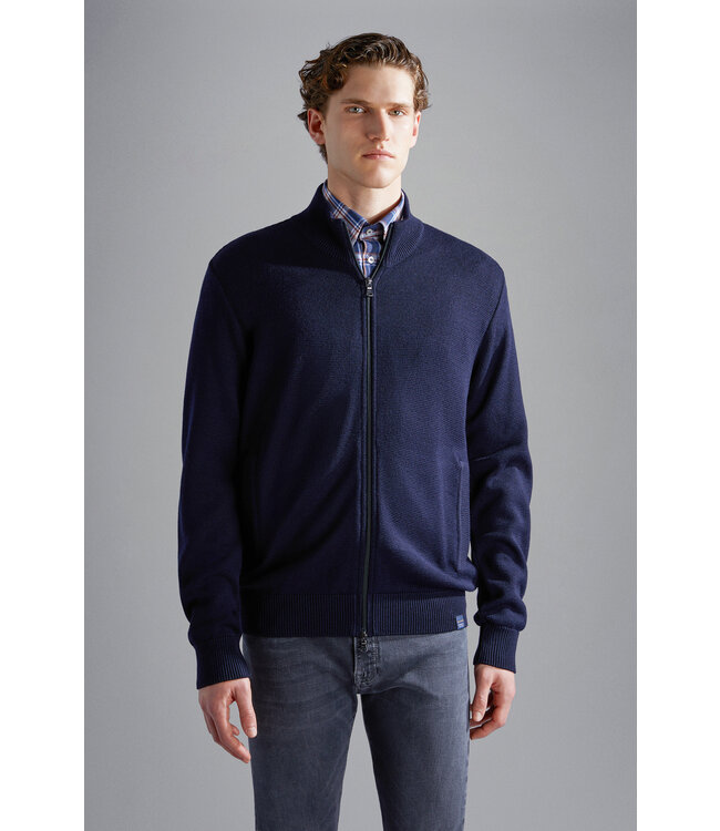 wollen vest met rits marine