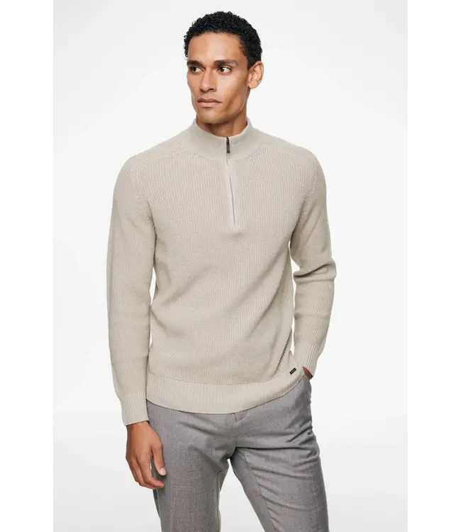 wollen trui met korte rits beige
