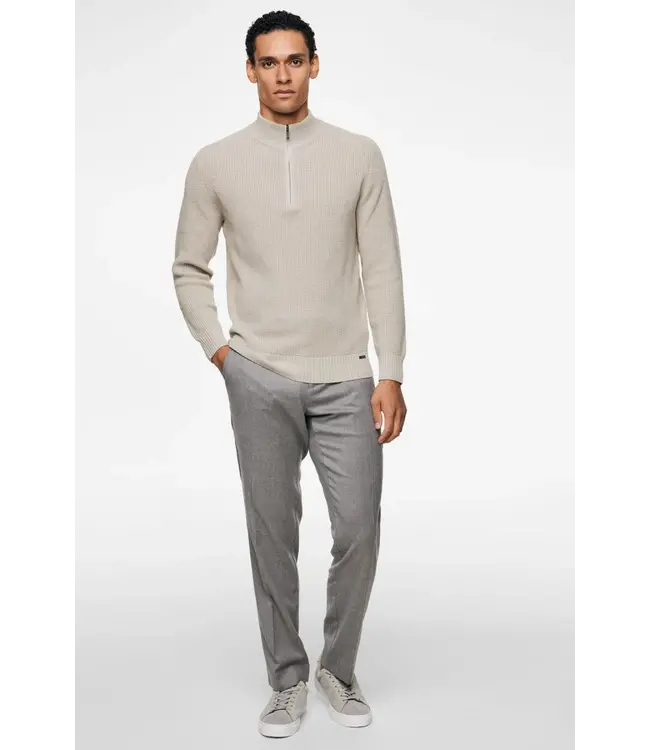 wollen trui met korte rits beige