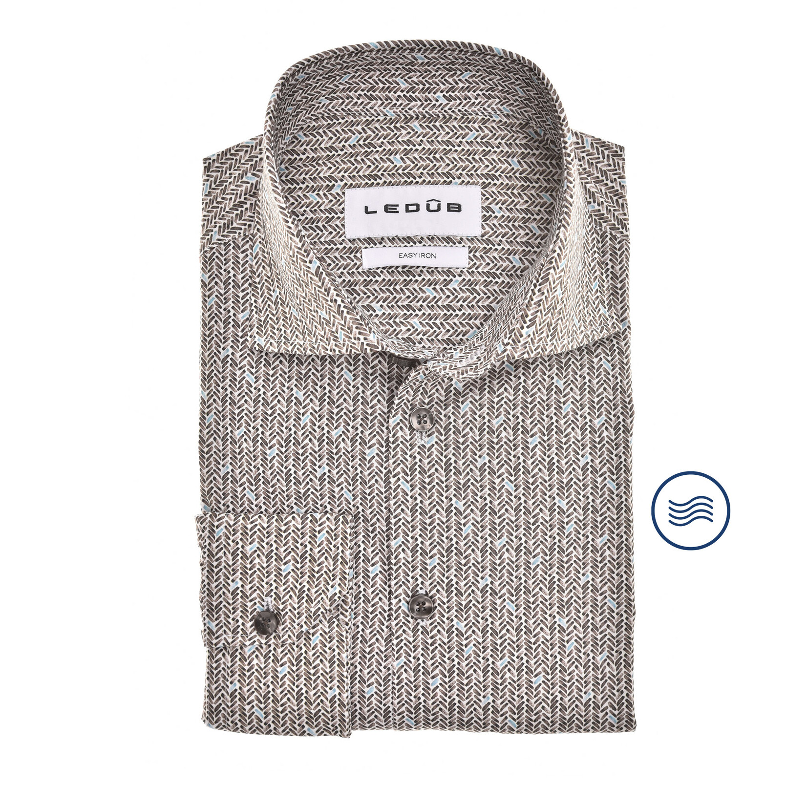 Ledub modern fit overhemd bruin print 0142595 680 Tim Menswear