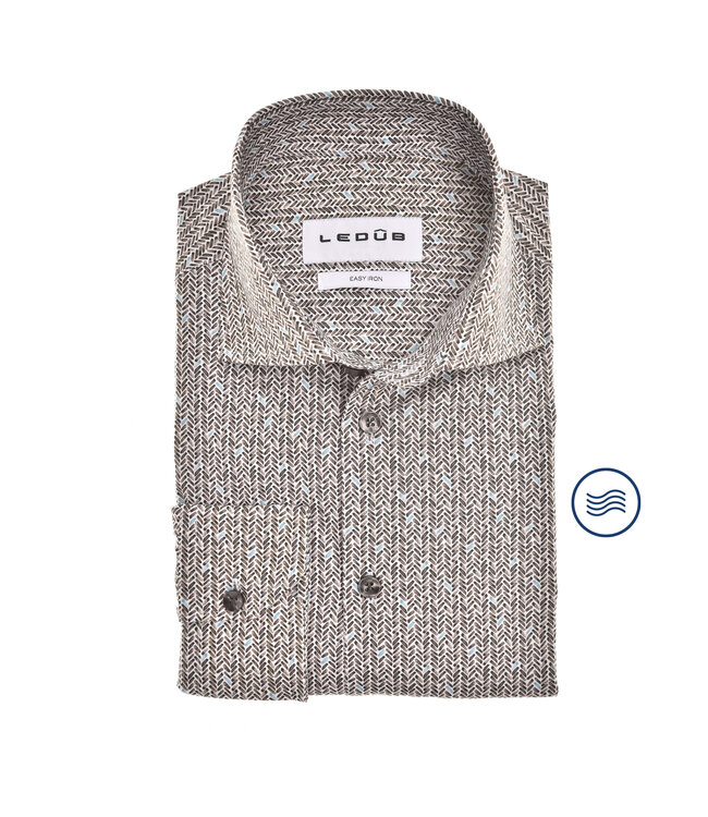 modern fit overhemd bruin print
