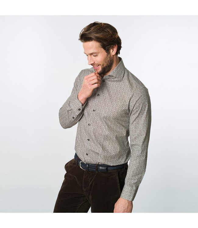 modern fit overhemd bruin print