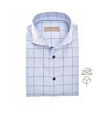 John Miller slim fit overhemd lichtblauw ruit