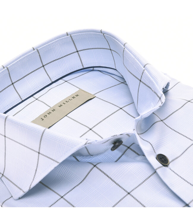 slim fit overhemd lichtblauw ruit