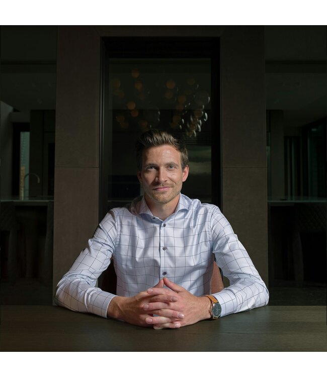 slim fit overhemd lichtblauw ruit