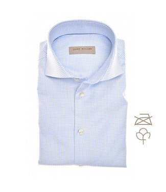 John Miller slim fit overhemd lichtblauw ruitje