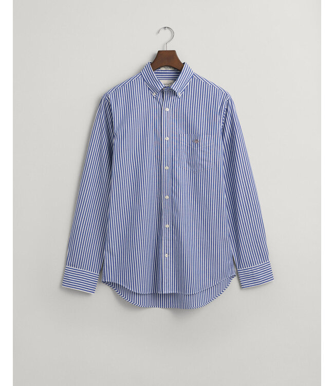 regular fit poplin overhemd blauw streep