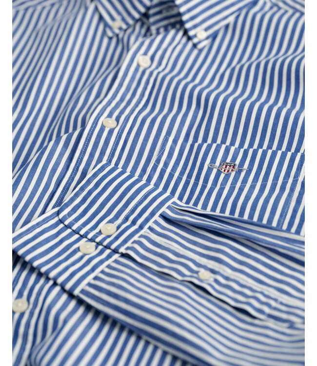 regular fit poplin overhemd blauw streep