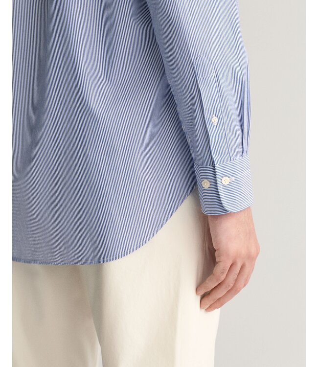 regular fit poplin overhemd blauw streep