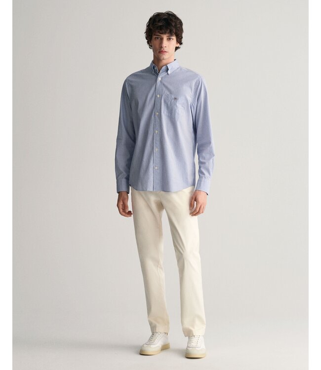 regular fit poplin overhemd blauw streep