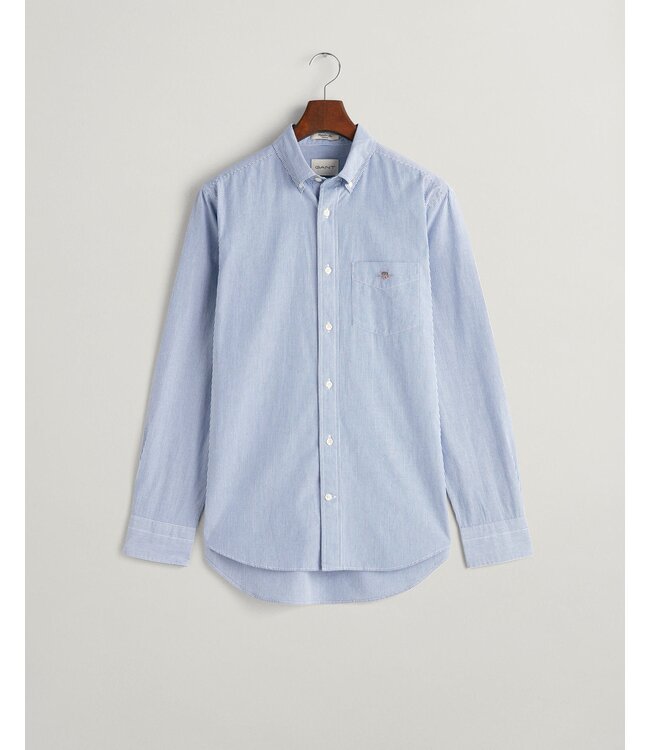 regular fit poplin overhemd blauw streep