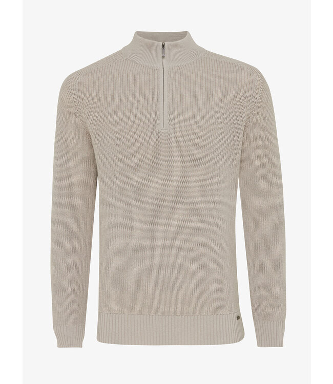 wollen trui met korte rits beige