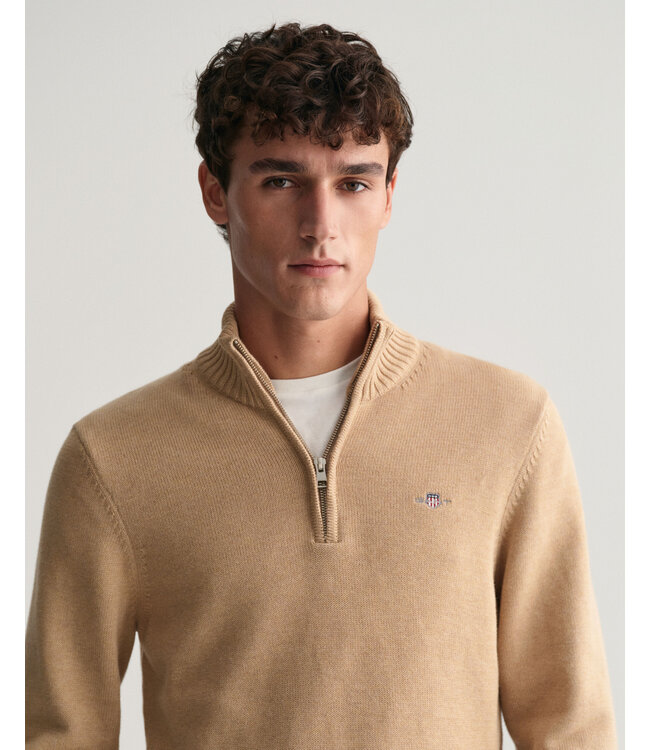 katoenen trui met korte rits khaki