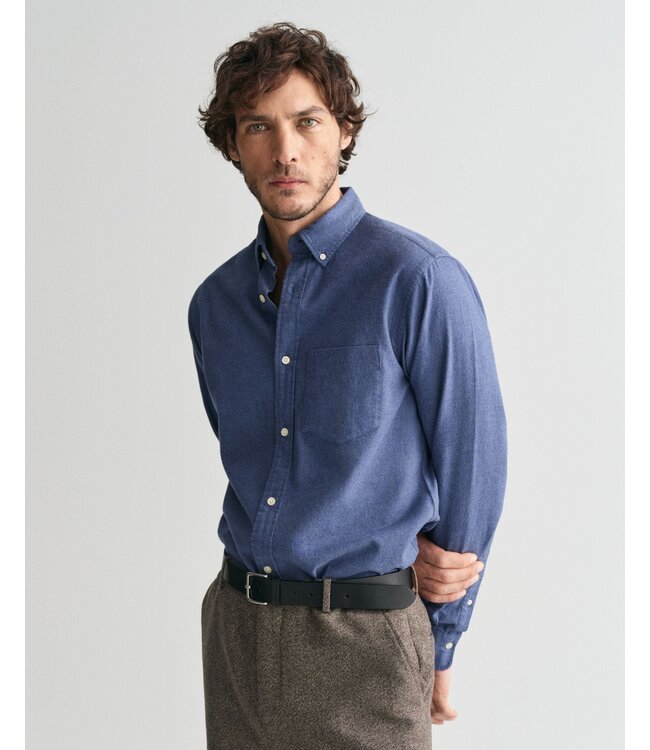 regular fit flanellen overhemd blauw