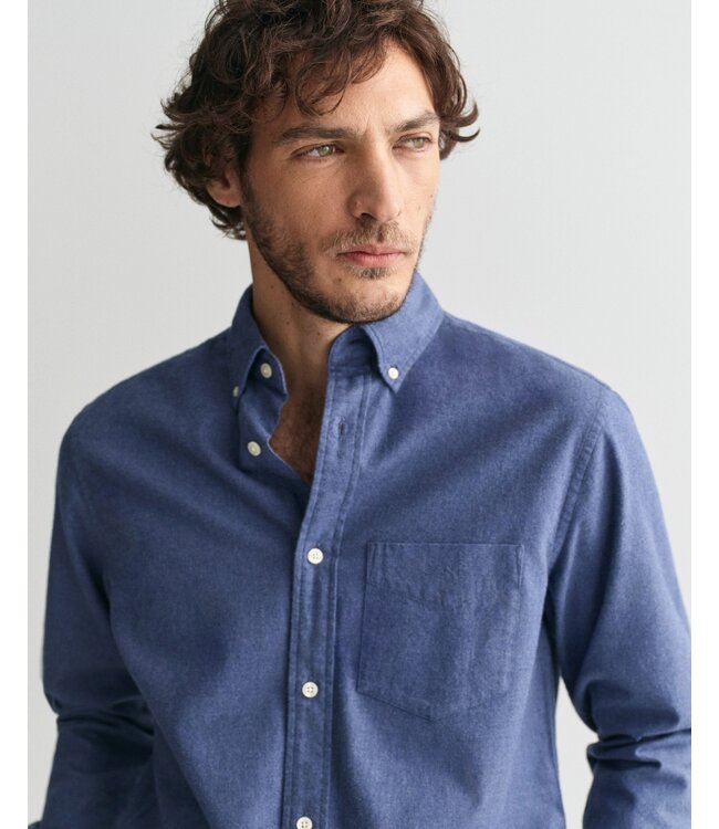 regular fit flanellen overhemd blauw