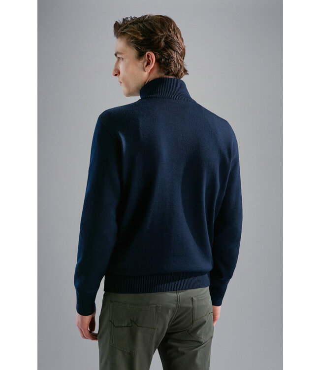 wollen trui met korte rits marine