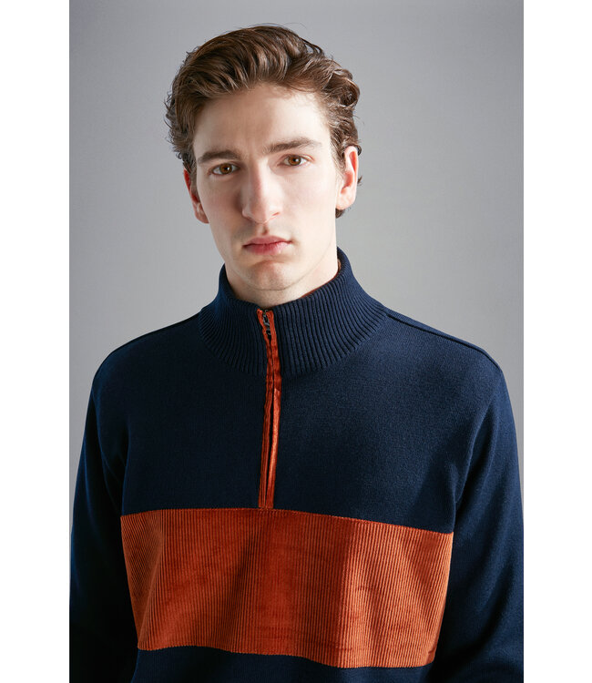 wollen trui met korte rits marine