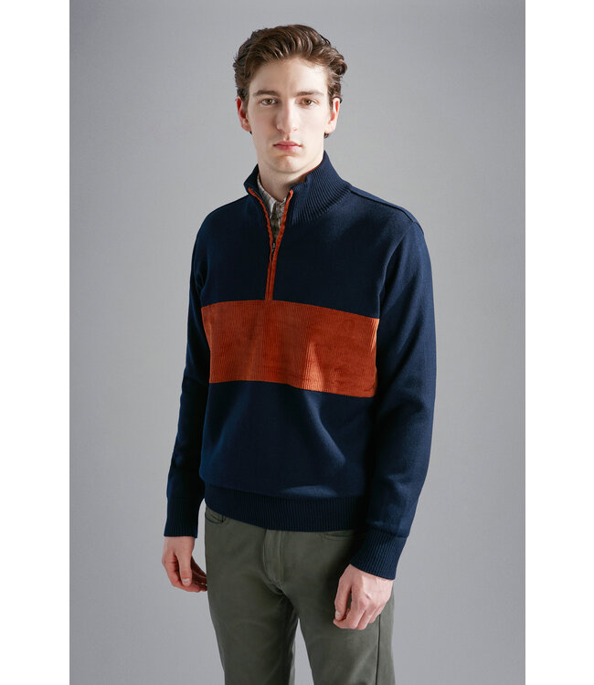 wollen trui met korte rits marine