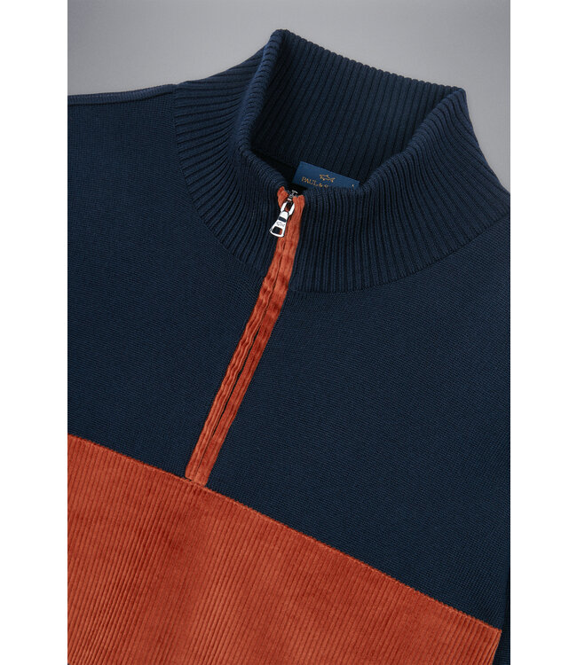 wollen trui met korte rits marine