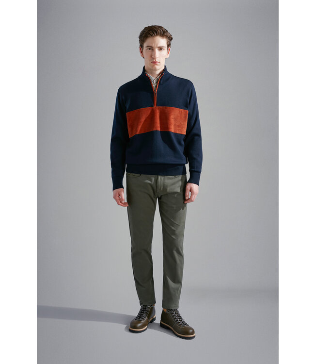 wollen trui met korte rits marine