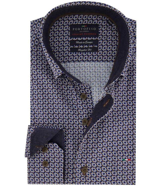 regular fit overhemd marine print
