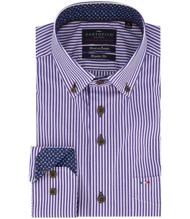 regular fit overhemd blauw streep