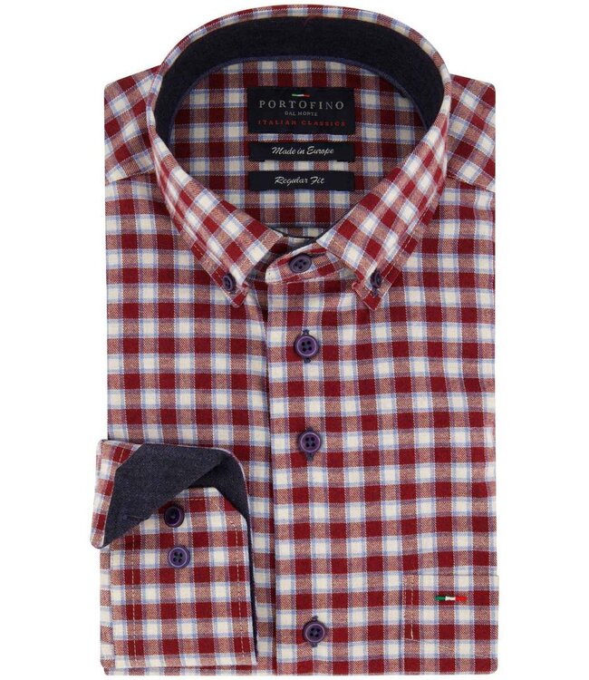 regular fit flanel overhemd rood ruit