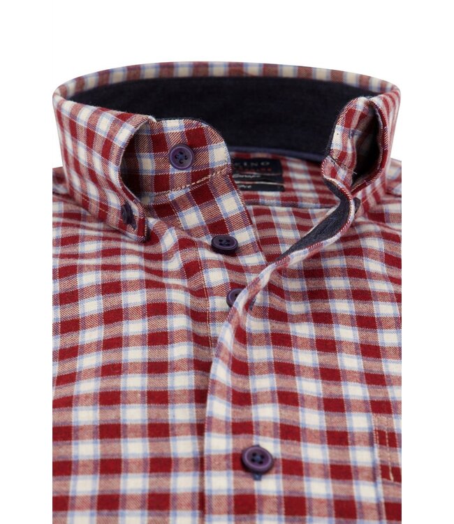 regular fit flanel overhemd rood ruit