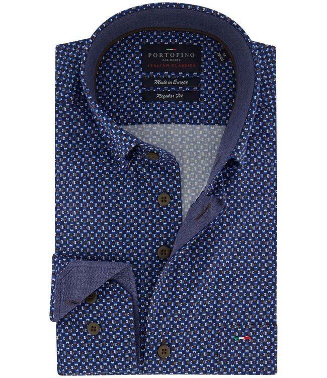 regular fit overhemd blauw print
