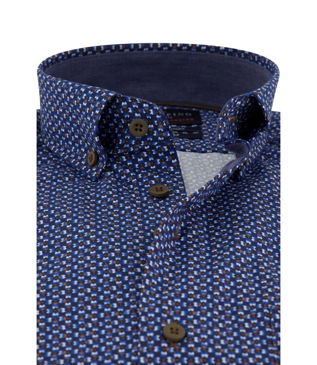 regular fit overhemd blauw print