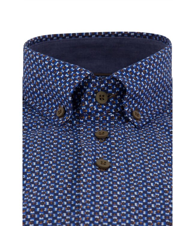 regular fit overhemd blauw print