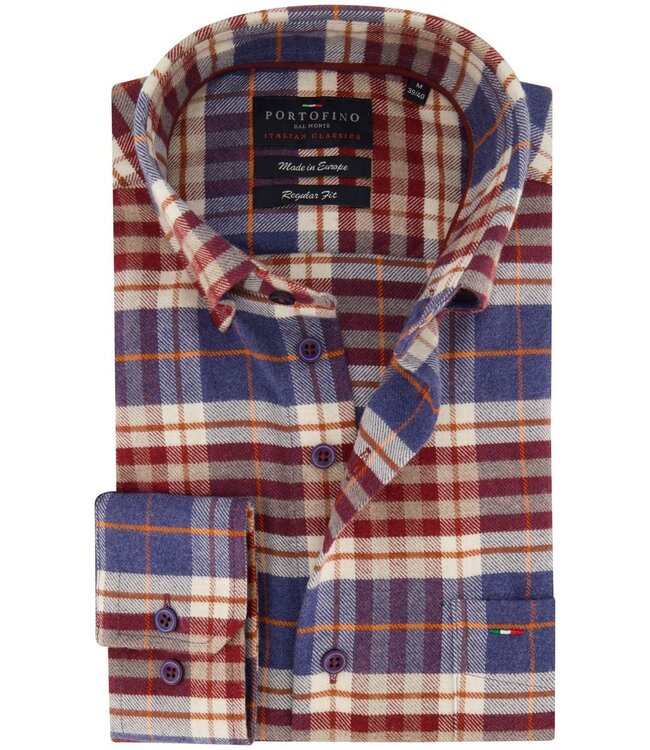 regular fit flanel overhemd rood ruit