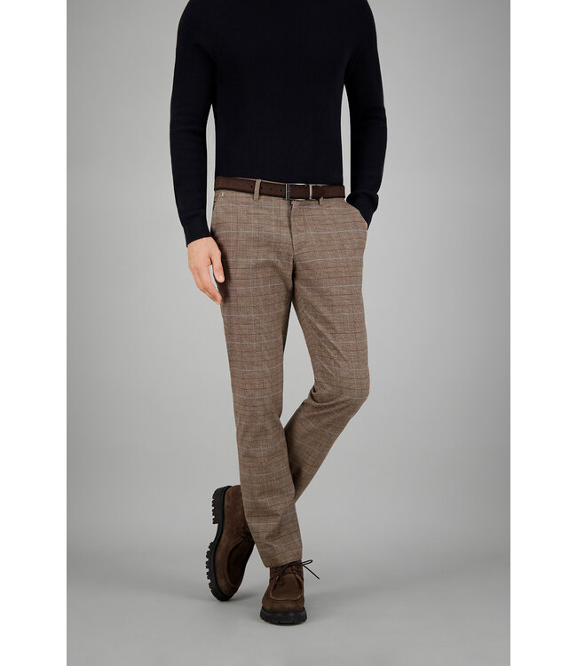 Sauvage slim fit winter chino bruin ruit