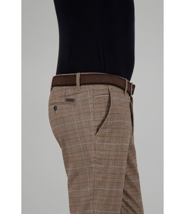 Sauvage slim fit winter chino bruin ruit