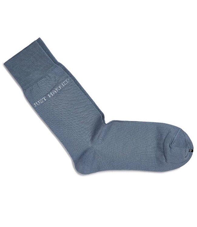 Just Married sokken ijsblauw