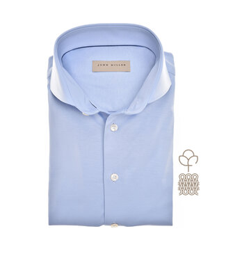 John Miller slim fit jersey overhemd lichtblauw